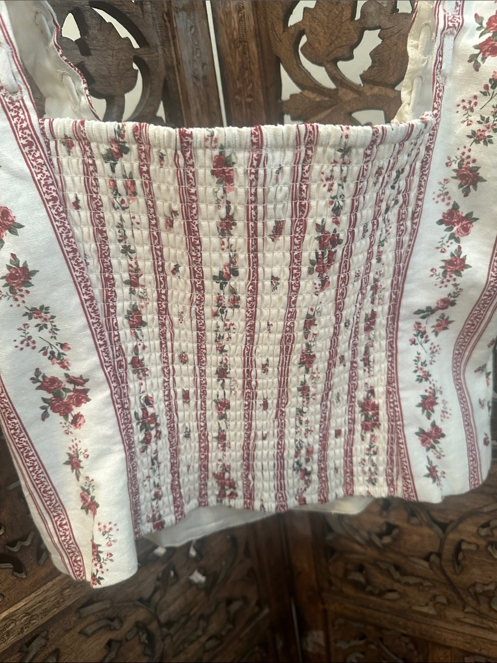 Joie White Crop Tank with Red Floral Stripes - Picture 3 of 3